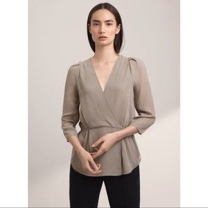 Aritzia Babaton Alexander Silk Blouse Taupe M